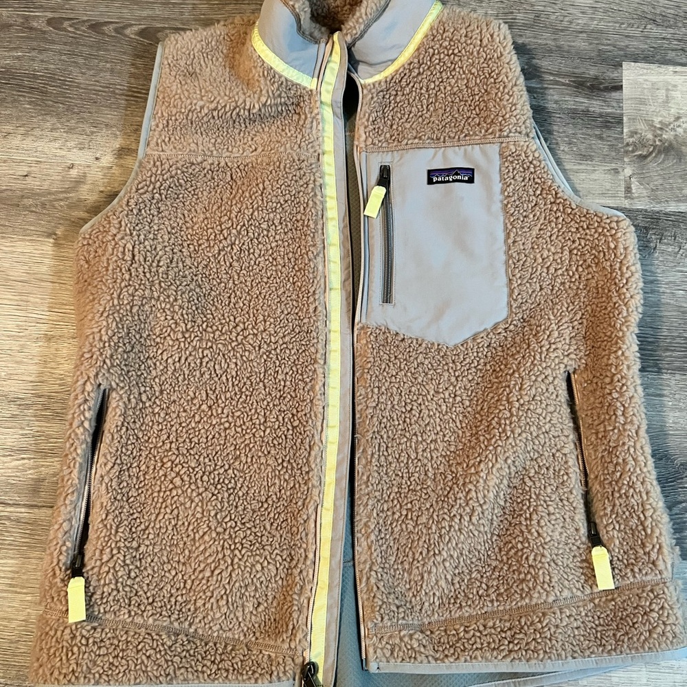 Patagonia Tan and Gray Sherpa Vest